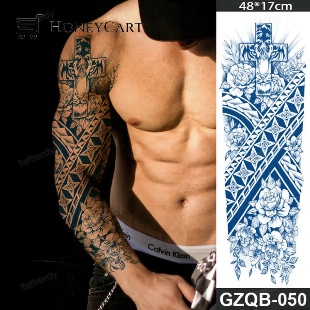 Long Lasting Full Arm Sleeve Tattoo Sticker Gzqb50 Temporary Tattoos