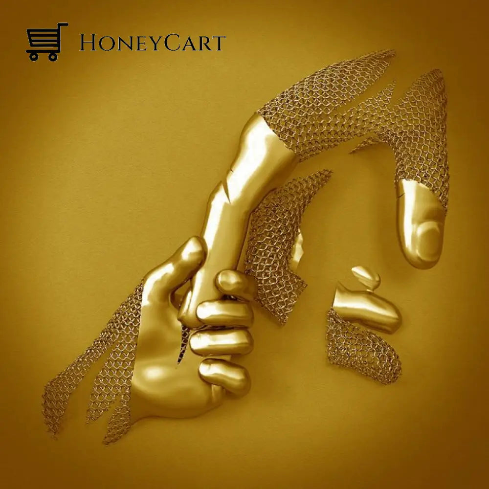 Love Heart Art Wall Painting Hold Hands / Golden 30*30Cm 11.81*11.81In