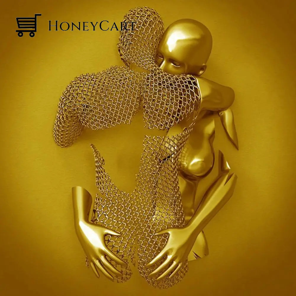 Love Heart Art Wall Painting Hug / Golden 30*30Cm 11.81*11.81In
