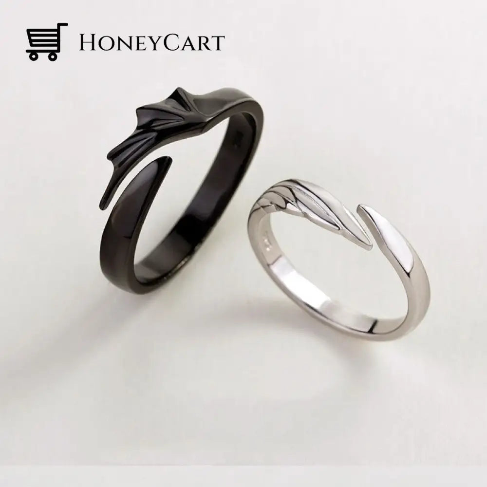 Love Style Xiii Sterling Silver Angel And Devil Couple Rings