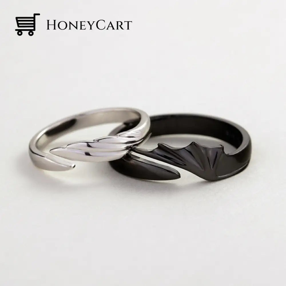 Love Style Xiii Sterling Silver Angel And Devil Couple Rings
