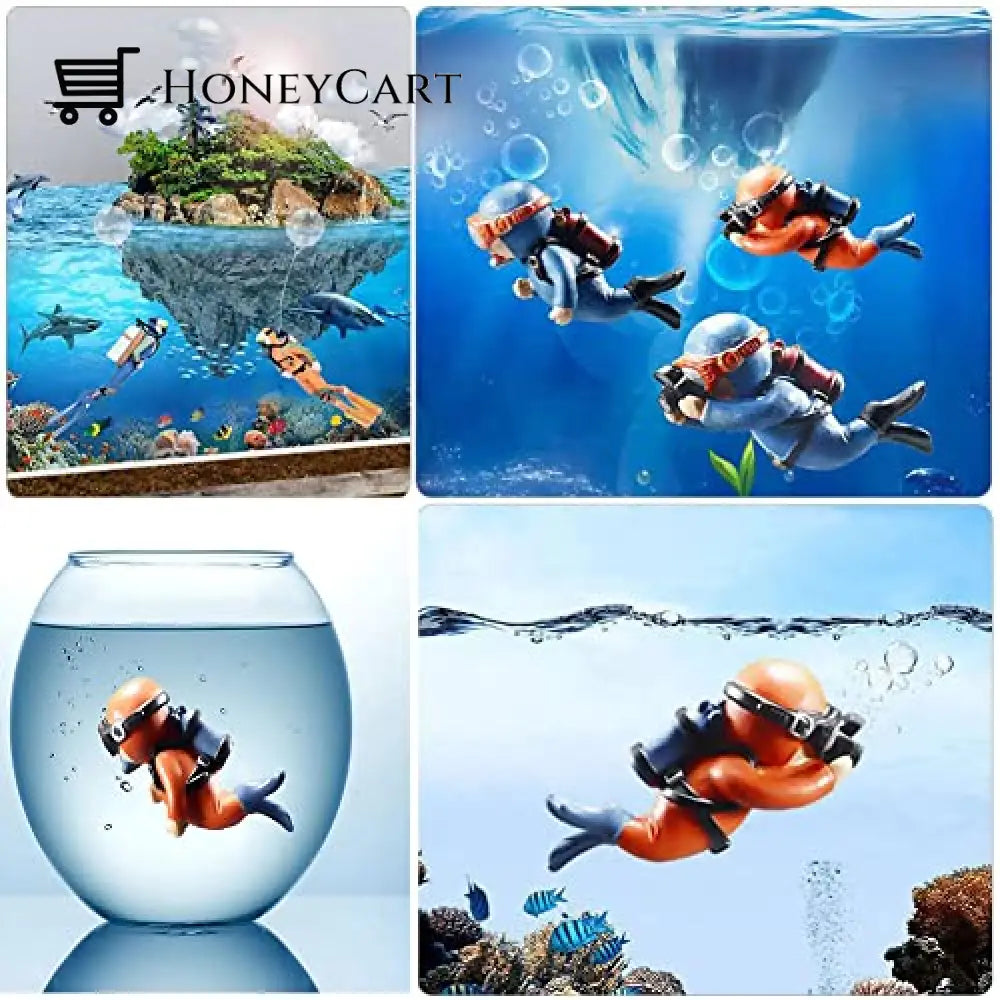 Lovely Diver Fish Tank Decorations Blue Tool