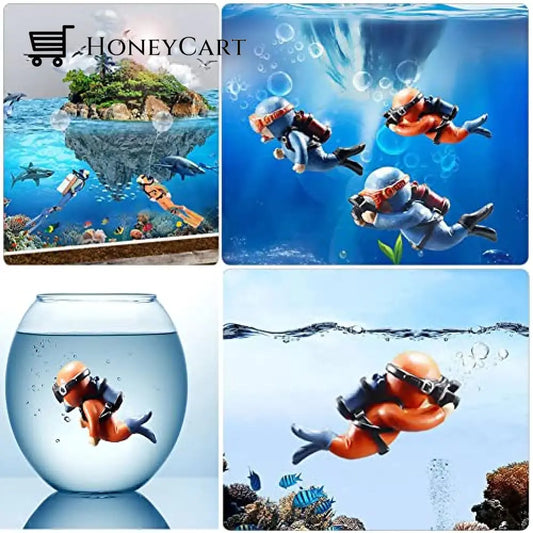 Lovely Diver Fish Tank Decorations Blue Tool