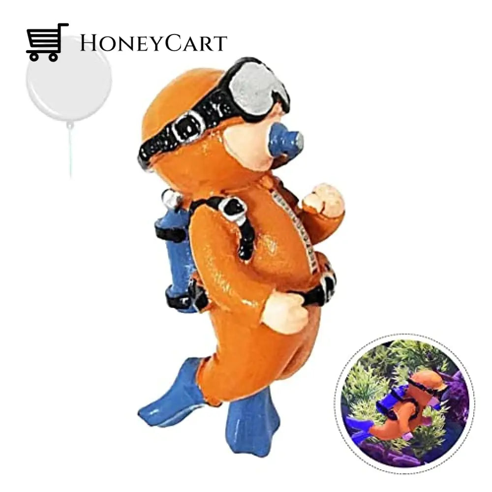 Lovely Diver Fish Tank Decorations Orange Tool