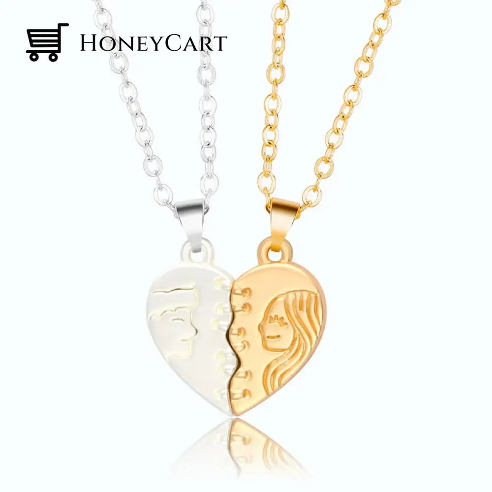 Magnetic Abstract Heart Couples Necklace Nc21Y0513-2 Necklaces