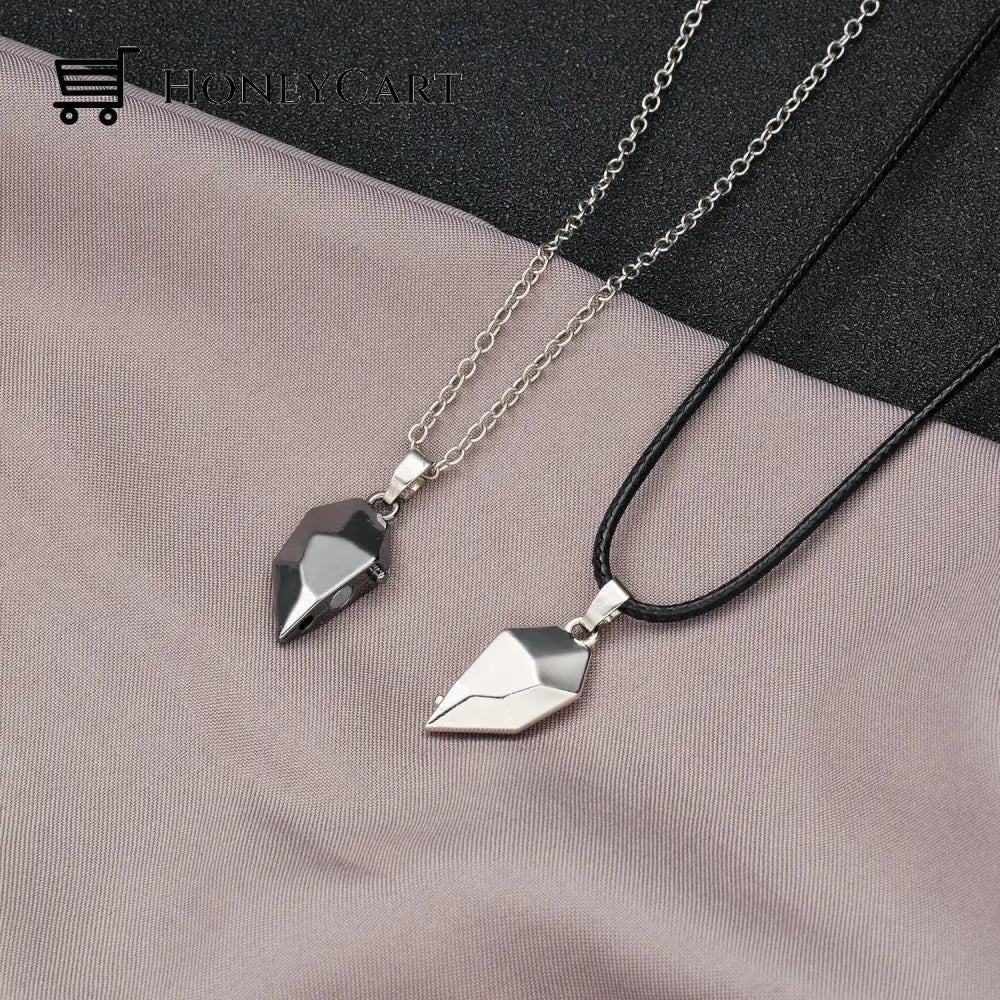 Magnetic Abstract Heart Couples Necklace Necklaces