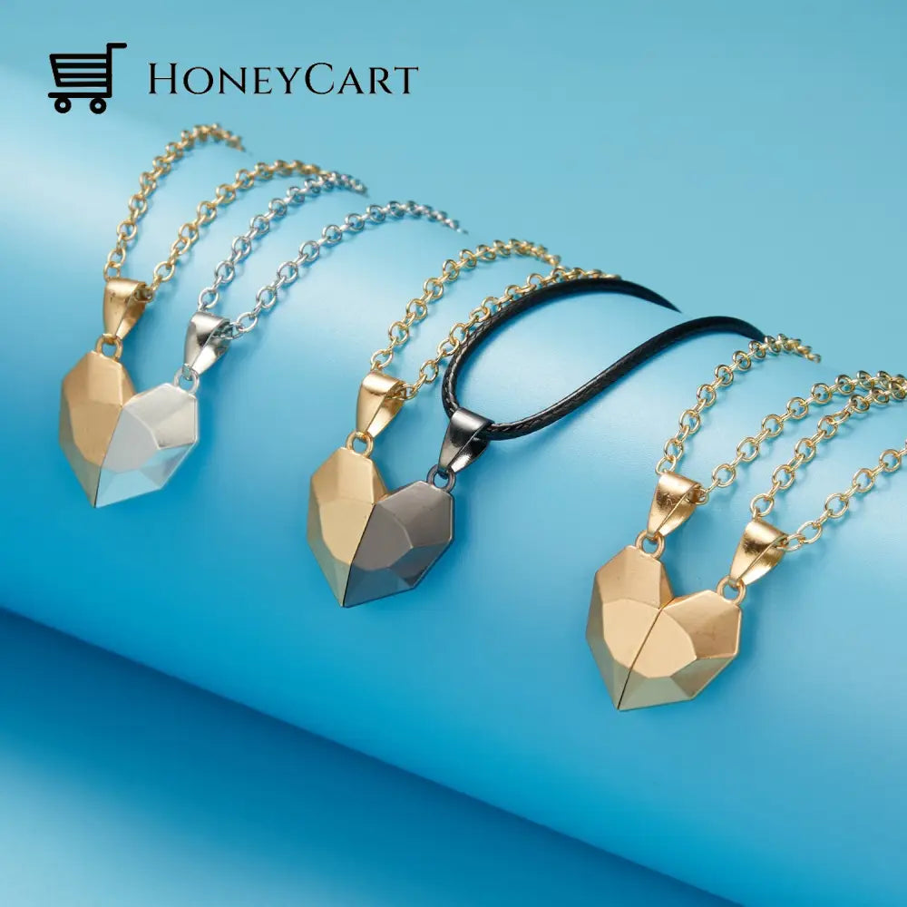 Magnetic Abstract Heart Couples Necklace Necklaces