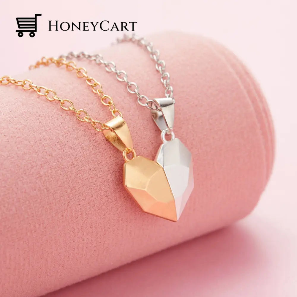 Magnetic Abstract Heart Couples Necklace Necklaces