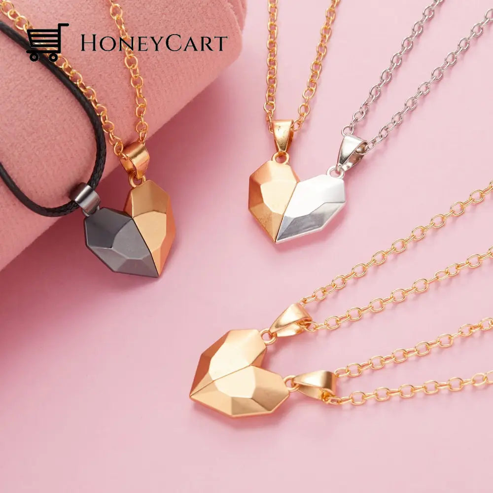 Magnetic Abstract Heart Couples Necklace Necklaces