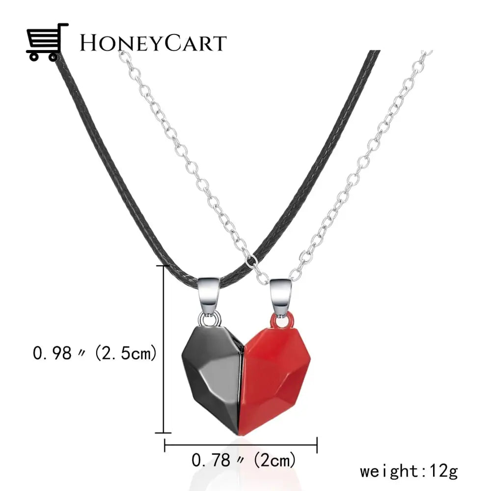 Magnetic Abstract Heart Couples Necklace Necklaces