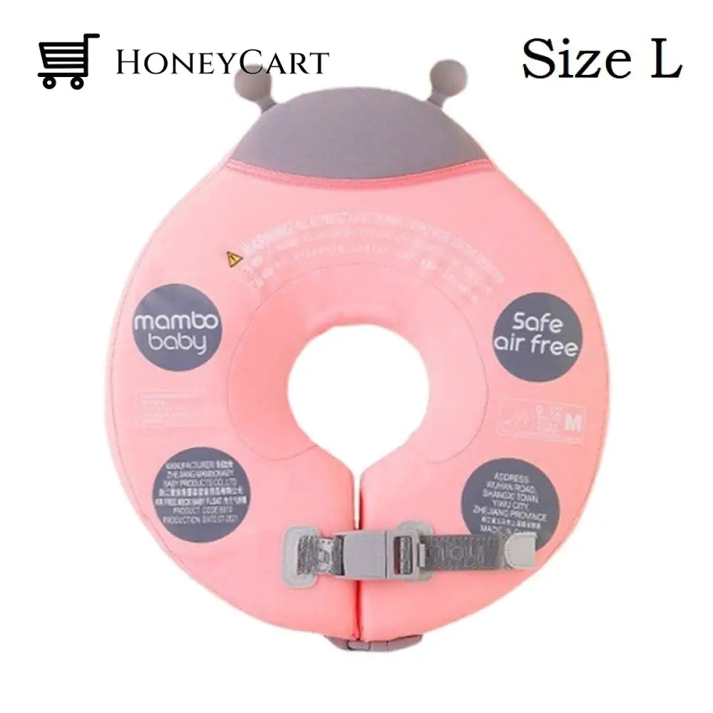 Mambo None Inflatable Safety Baby Swimming Float Ring Pu Ladybug Pink L Child Aids