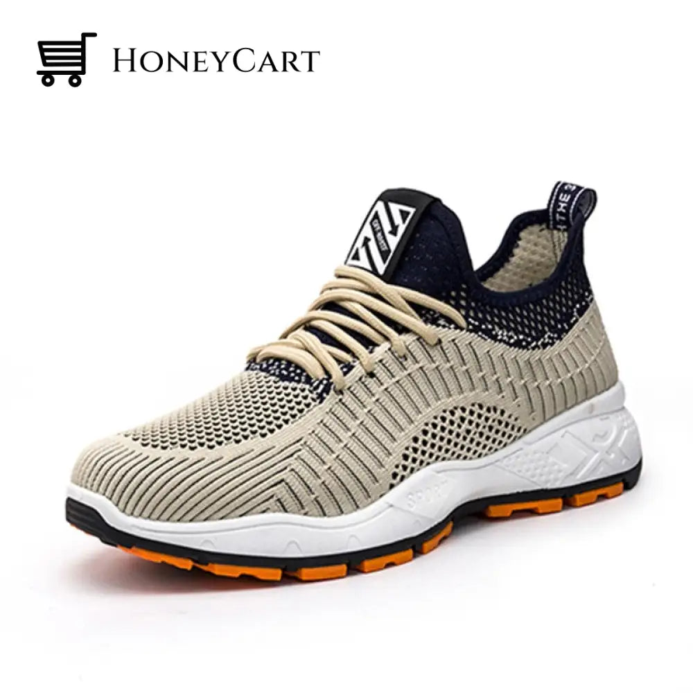 Mens Arch Support Orthopedic Casual Breathable Sneakers Beige&Black / 6