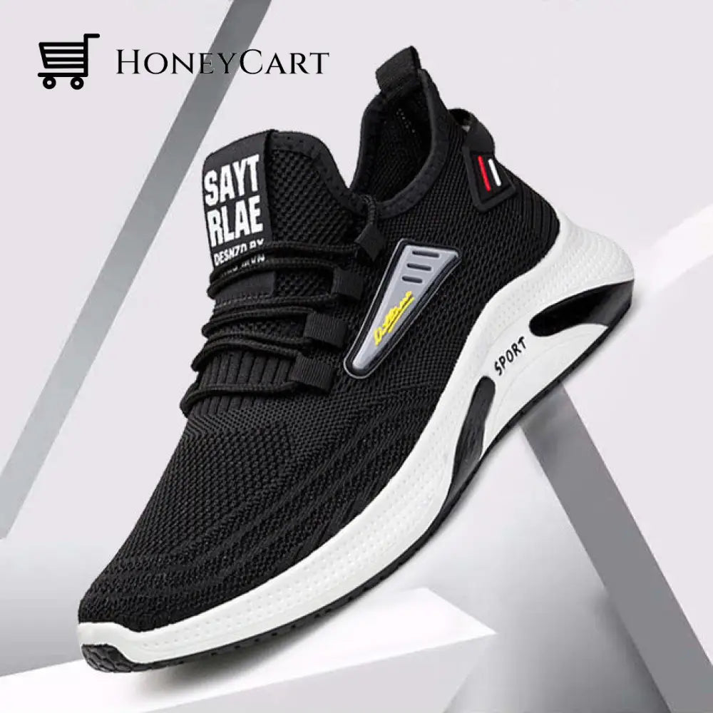 Mens Arch Support Orthopedic Casual Breathable Sneakers Black / 6