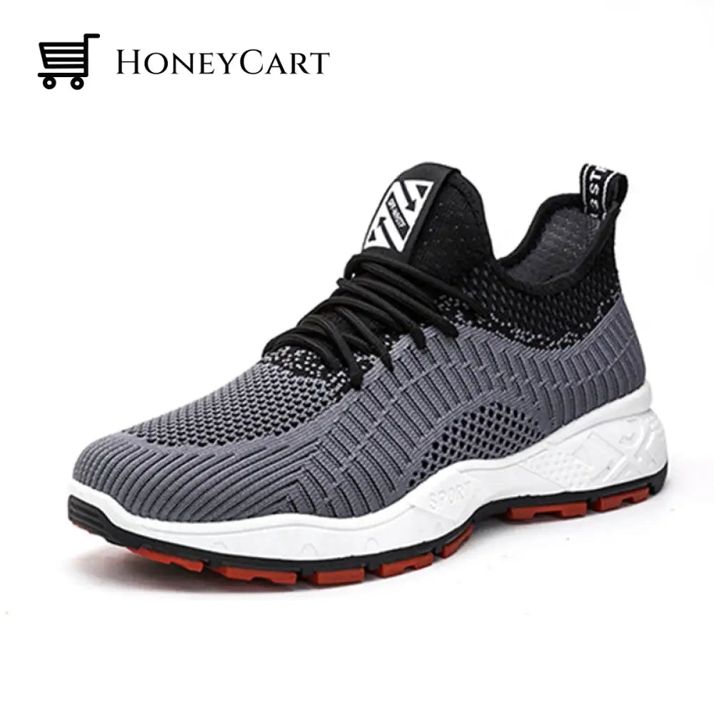 Mens Arch Support Orthopedic Casual Breathable Sneakers Gray / 6