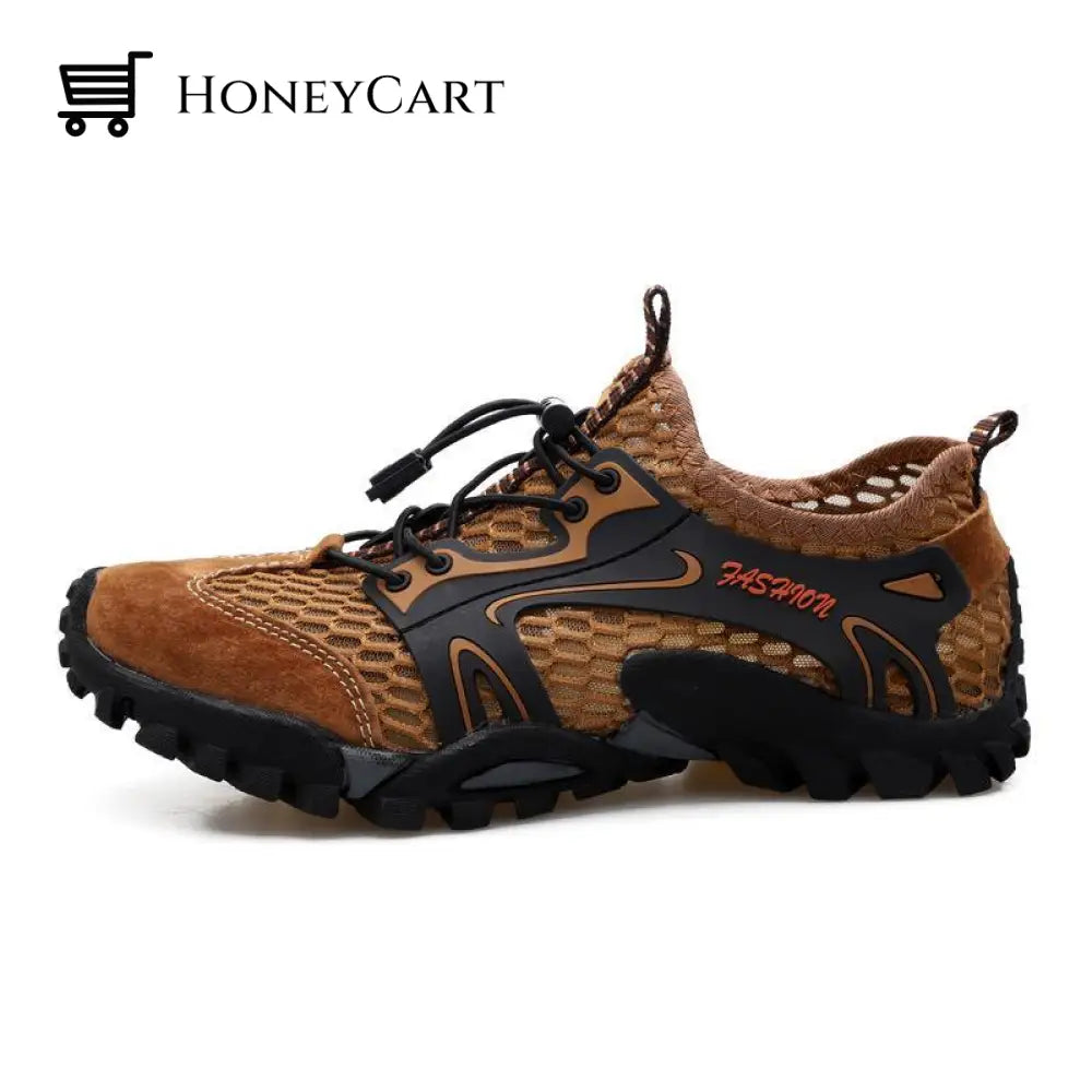 Mens Breathable Mesh Casual Light Outdoor Hiking Shoes Brown / Us 7