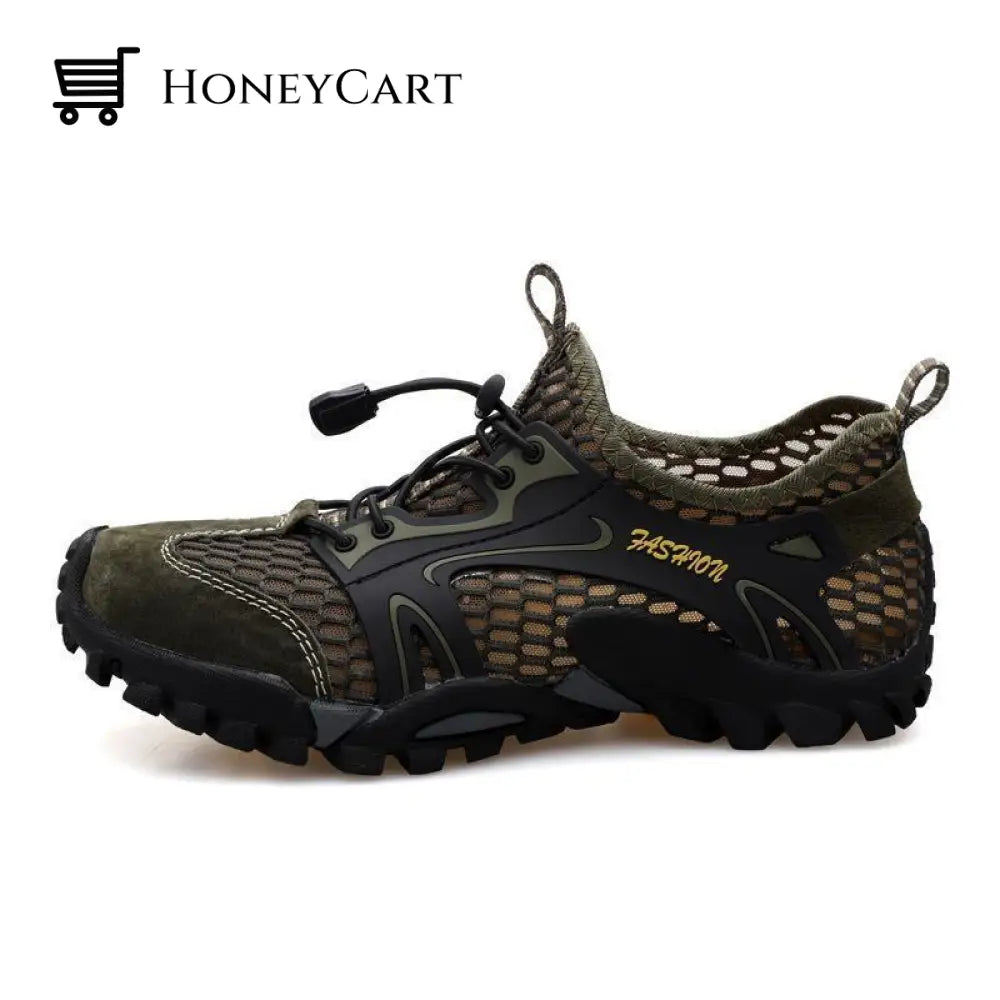 Mens Breathable Mesh Casual Light Outdoor Hiking Shoes Green / Us 7