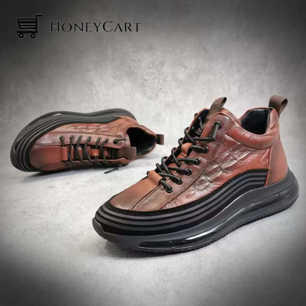 Mens Casual Cowhide Air Cushion Shoes