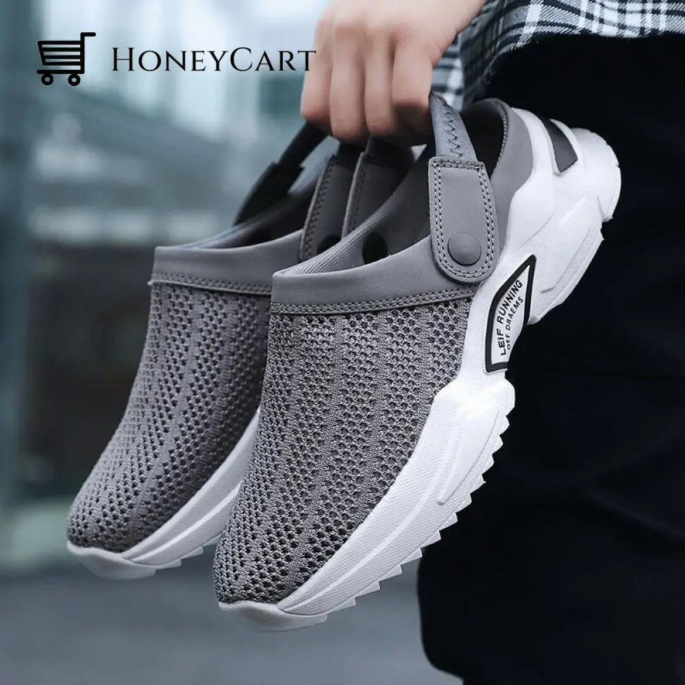 Mens Orthopedic Hollow-Out Summer Sandals Gray / Us 8 Eu 39