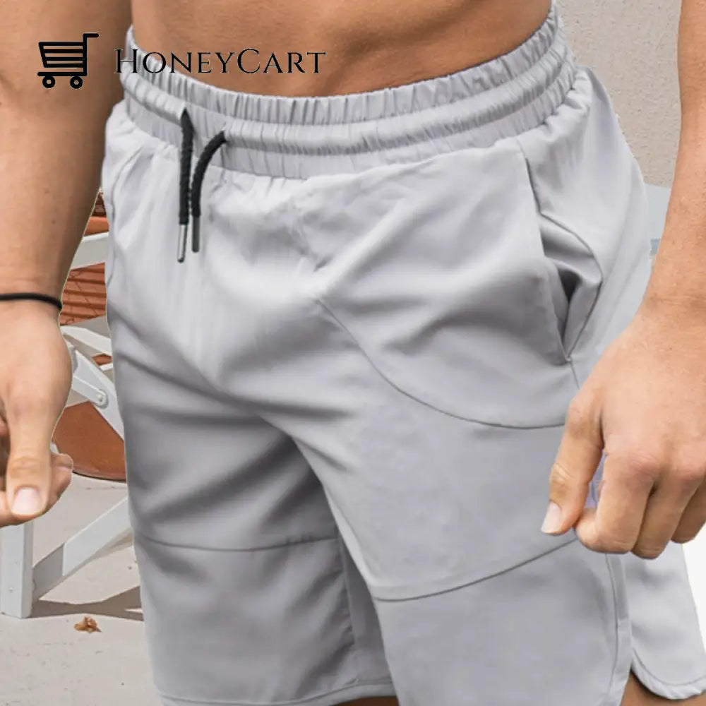 Mens Workout Running Short Pants Gray / M