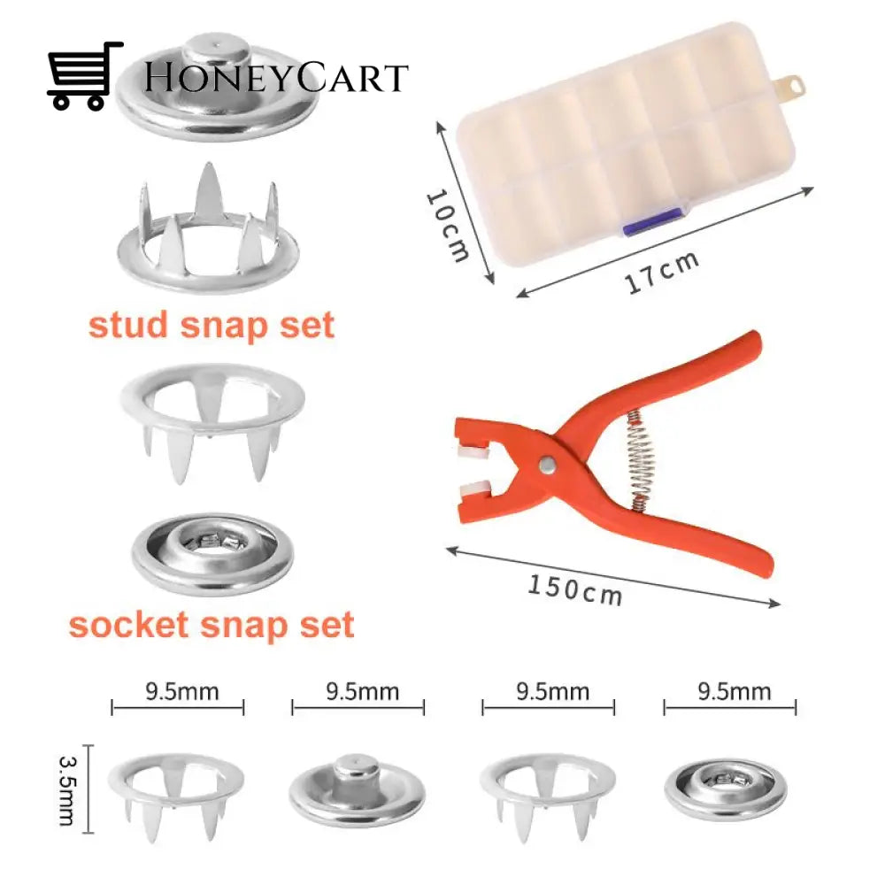 Metal Snap Buttons With Fastener Pliers Tool Kit