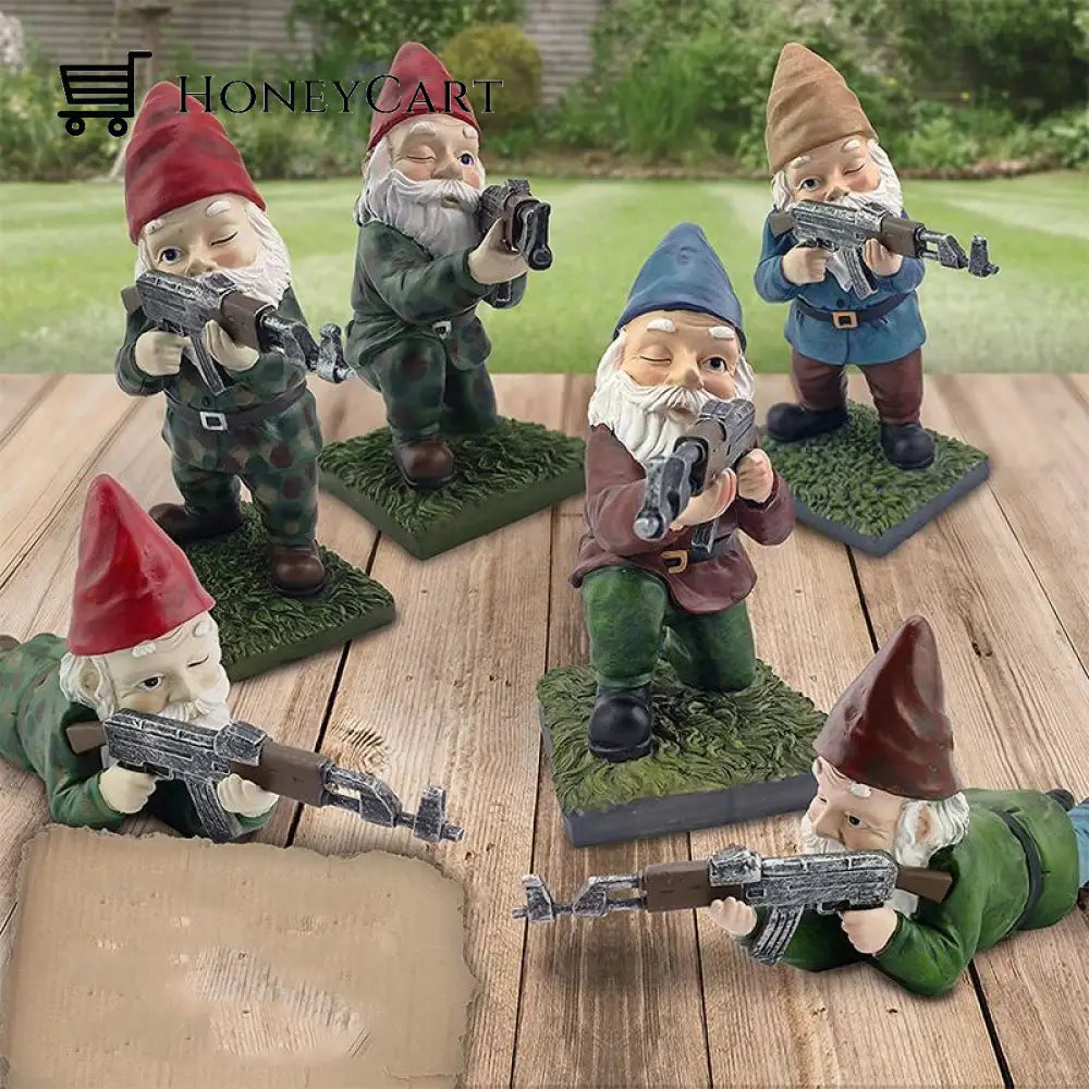 Military Garden Gnome With Camouflage Uniform And Ak47
