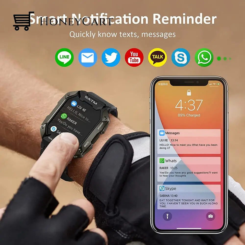 Military Smart Watch Fitness Tracker