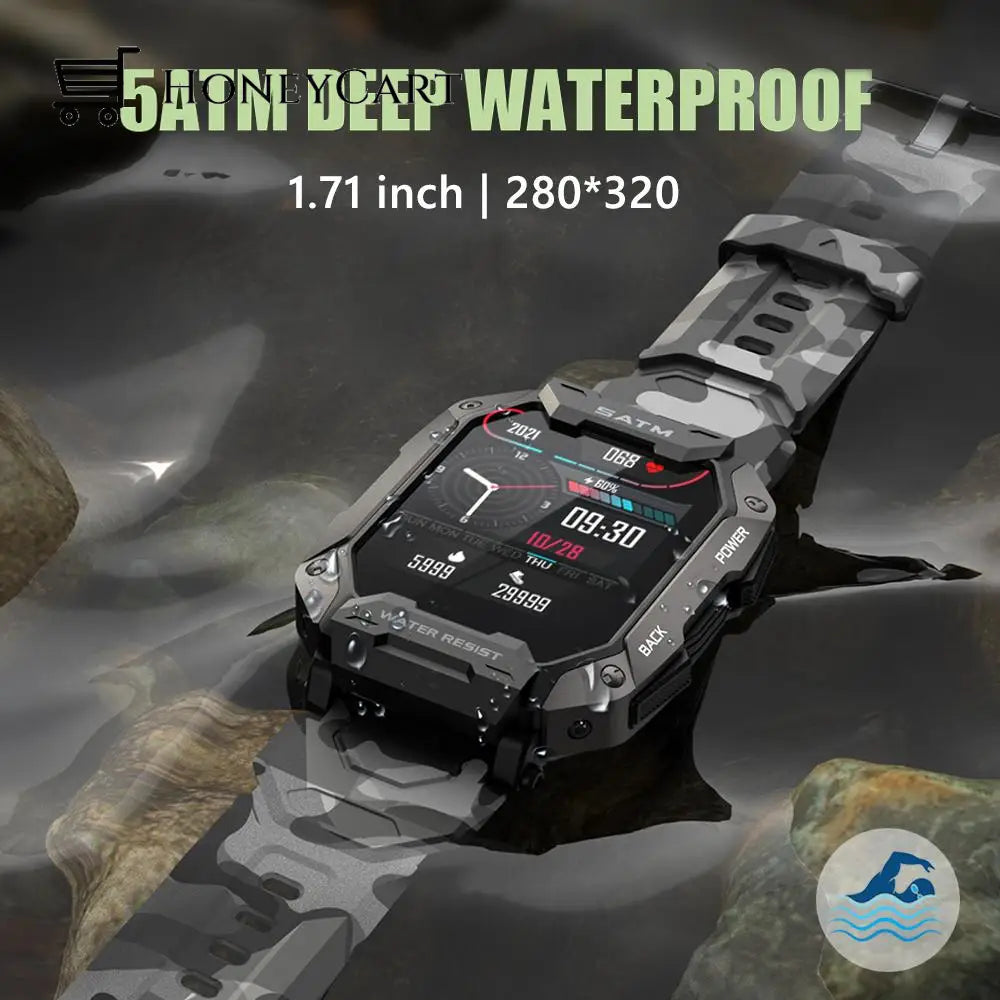 Military Smart Watch Fitness Tracker