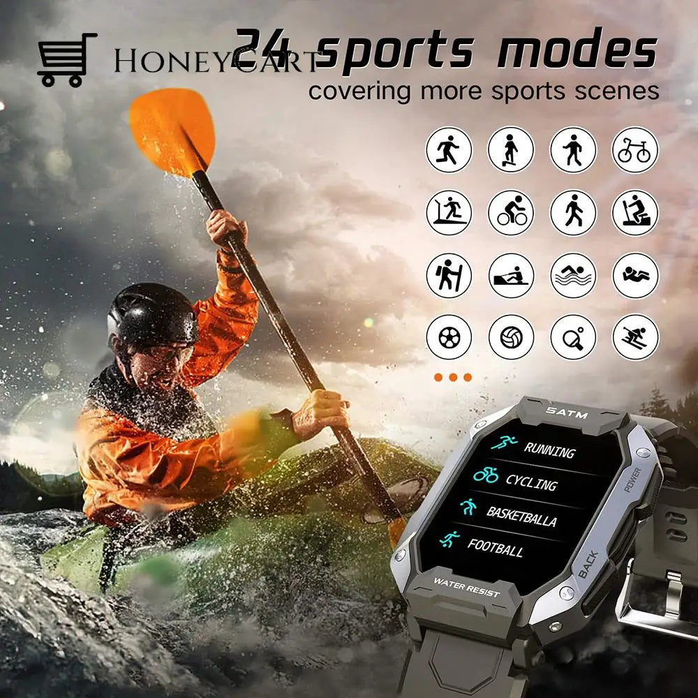 Military Smart Watch Fitness Tracker