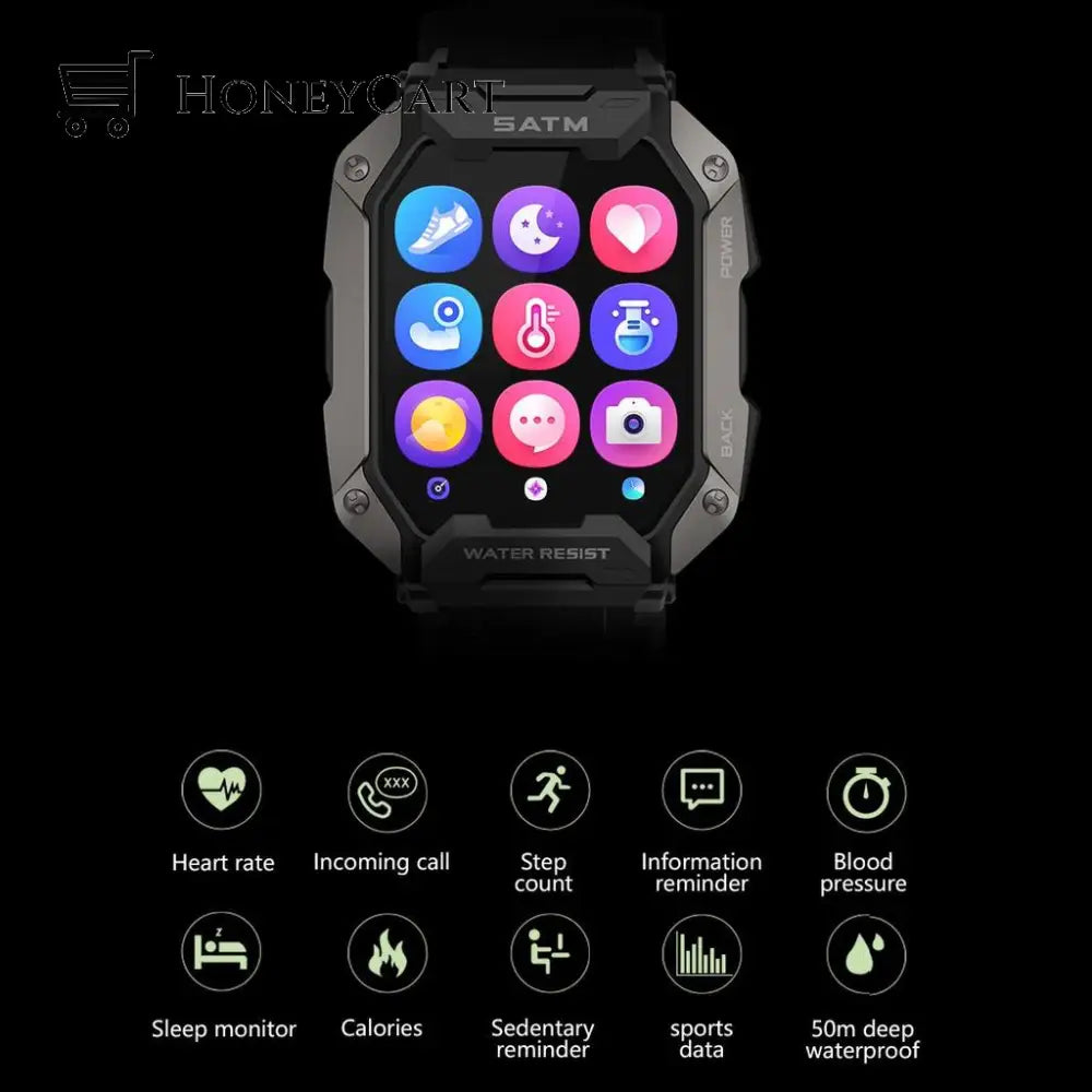 Military Smart Watch Fitness Tracker