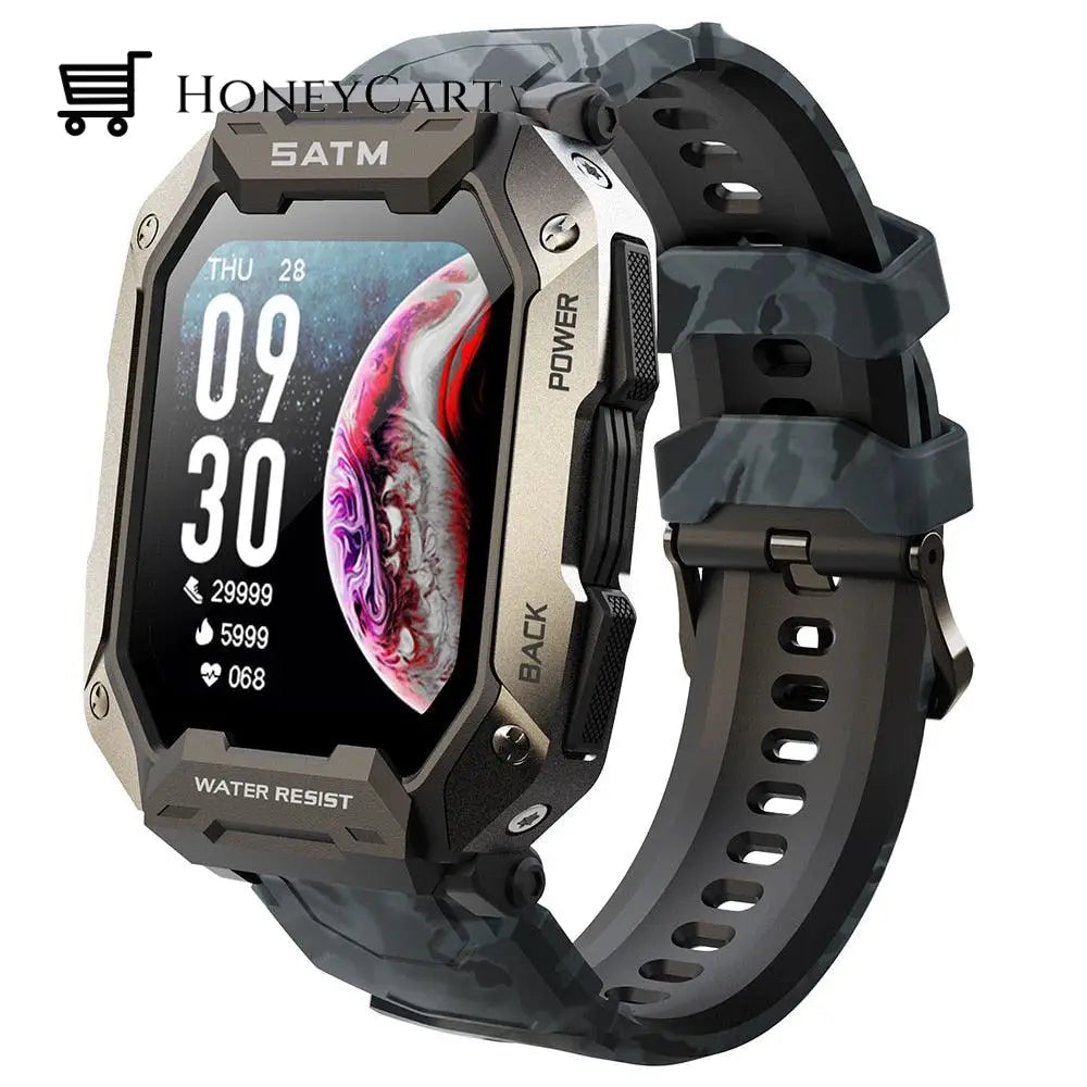 Military Smart Watch Fitness Tracker Black