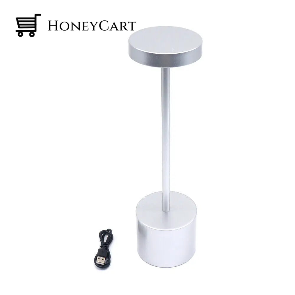 Modern Rechargeable Cordless Led Living Room Table Lamp Silver