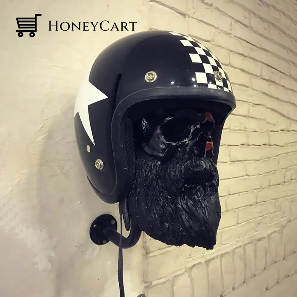 Motorcycle Helmet Skull With Beard-Helmet Rack