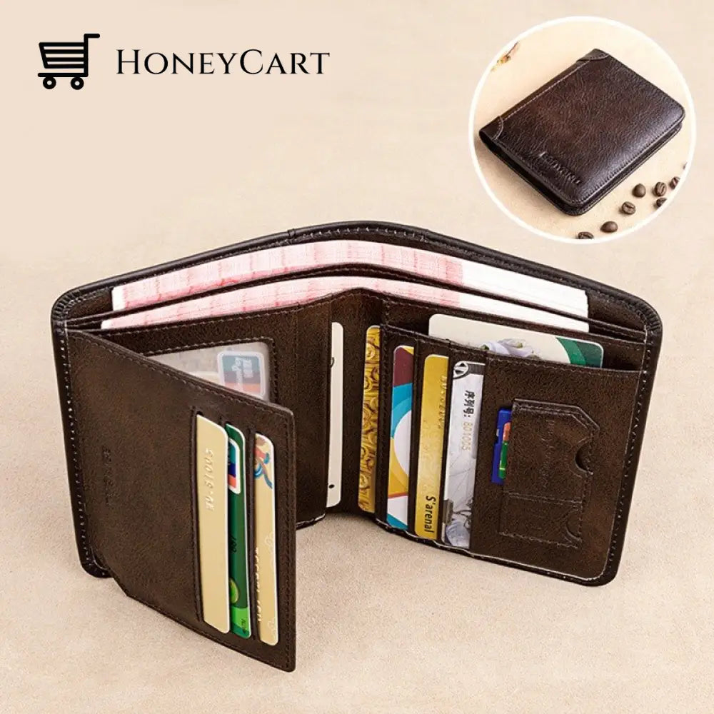 Multi-Functional Rfid Blocking Waterproof Durable Genuine Leather Wallet
