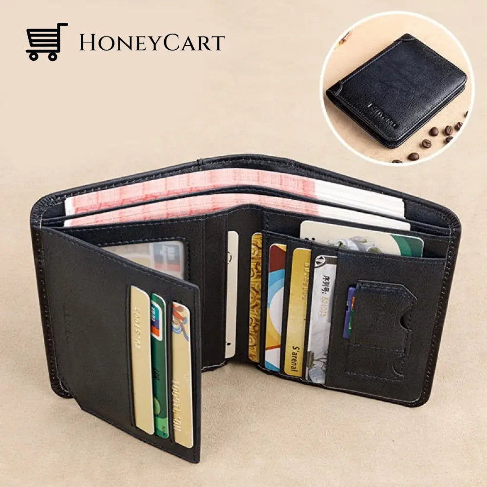 Multi-Functional Rfid Blocking Waterproof Durable Genuine Leather Wallet