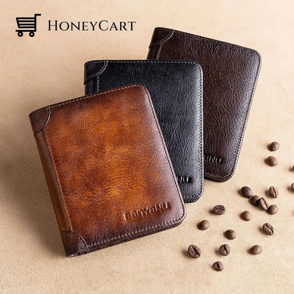 Multi-Functional Rfid Blocking Waterproof Durable Genuine Leather Wallet