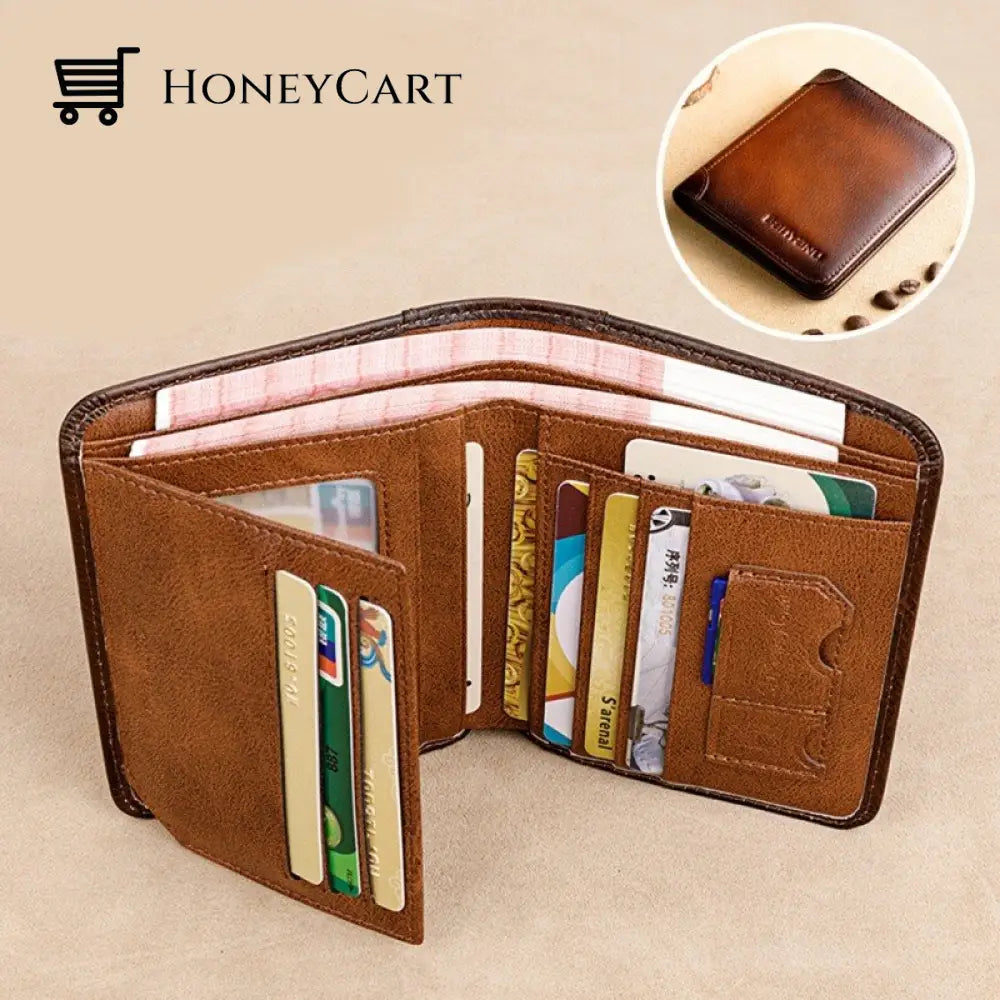 Multi-Functional Rfid Blocking Waterproof Durable Genuine Leather Wallet