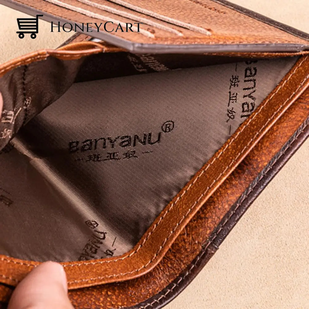 Multi-Functional Rfid Blocking Waterproof Durable Genuine Leather Wallet