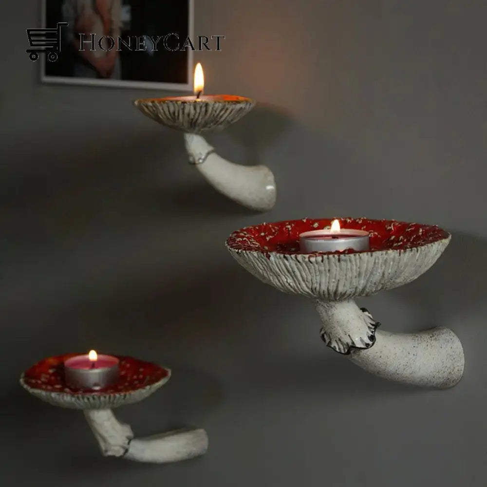Mushroom Shape Floating Resin Wall Shelf Decor