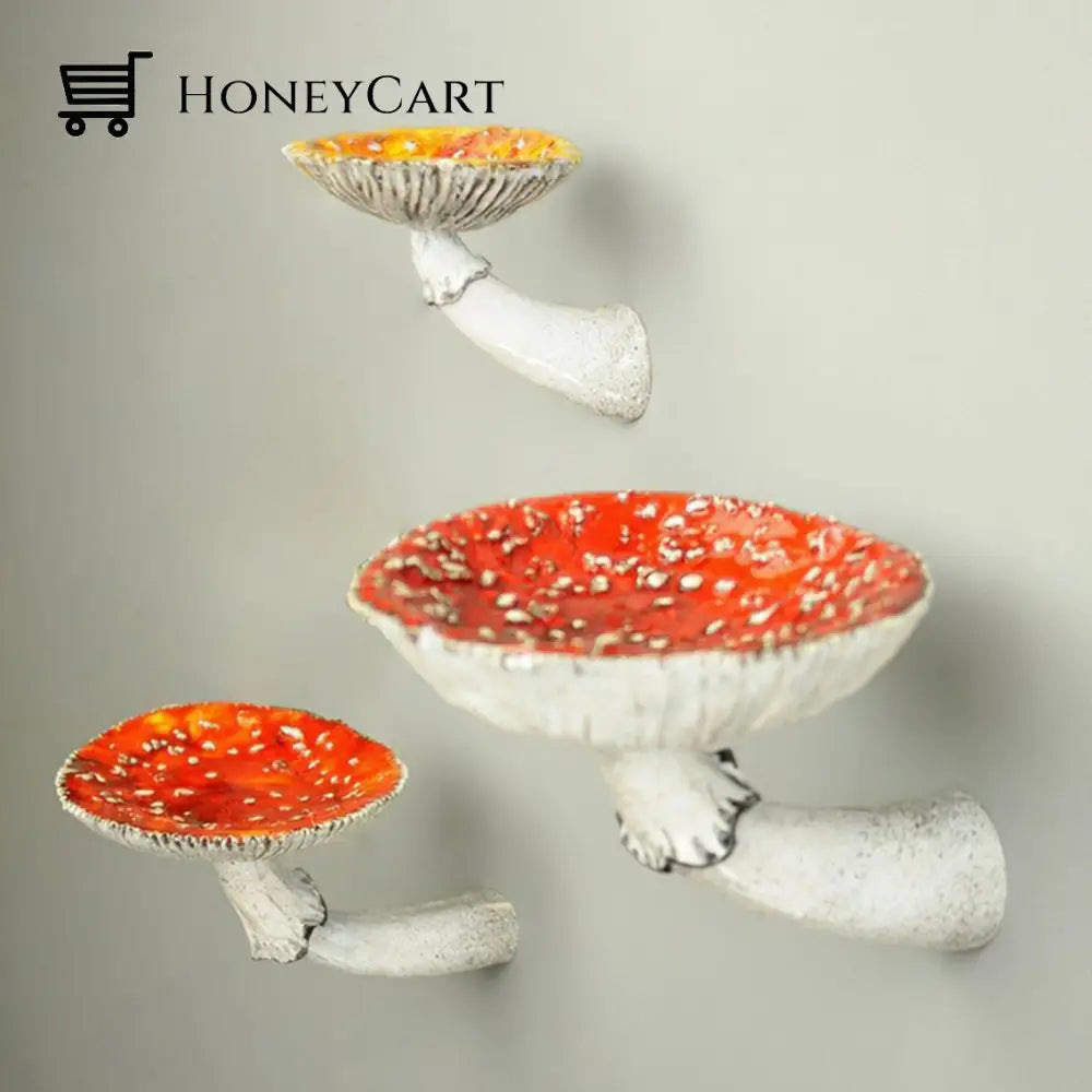 Mushroom Shape Floating Resin Wall Shelf Decor
