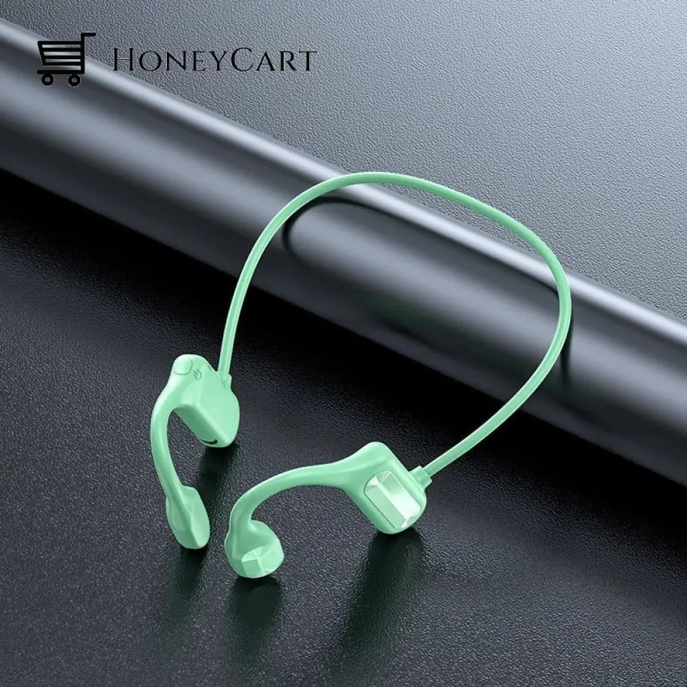 New Waterproof Bone Conduction Headphones Bluetooth Wireless Headset Latest Version / Green Wjj-0624