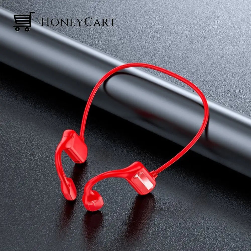 New Waterproof Bone Conduction Headphones Bluetooth Wireless Headset Latest Version / Red Wjj-0624