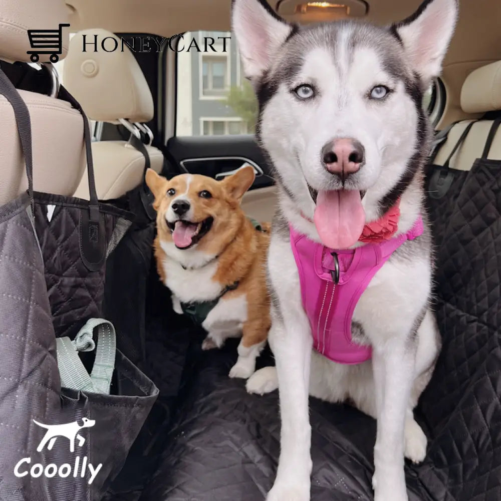 New Waterproof Non-Slip Car Seat Hammock Cover With Pockets Side Flaps Headrest Straps Seat-Anchors