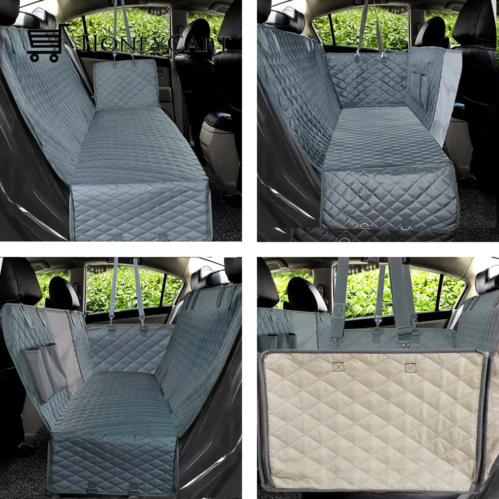 New Waterproof Non-Slip Car Seat Hammock Cover With Pockets Side Flaps Headrest Straps Seat-Anchors