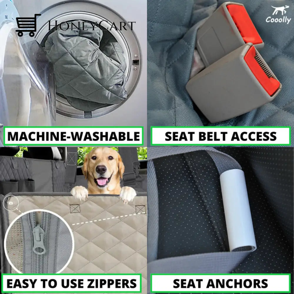 New Waterproof Non-Slip Car Seat Hammock Cover With Pockets Side Flaps Headrest Straps Seat-Anchors