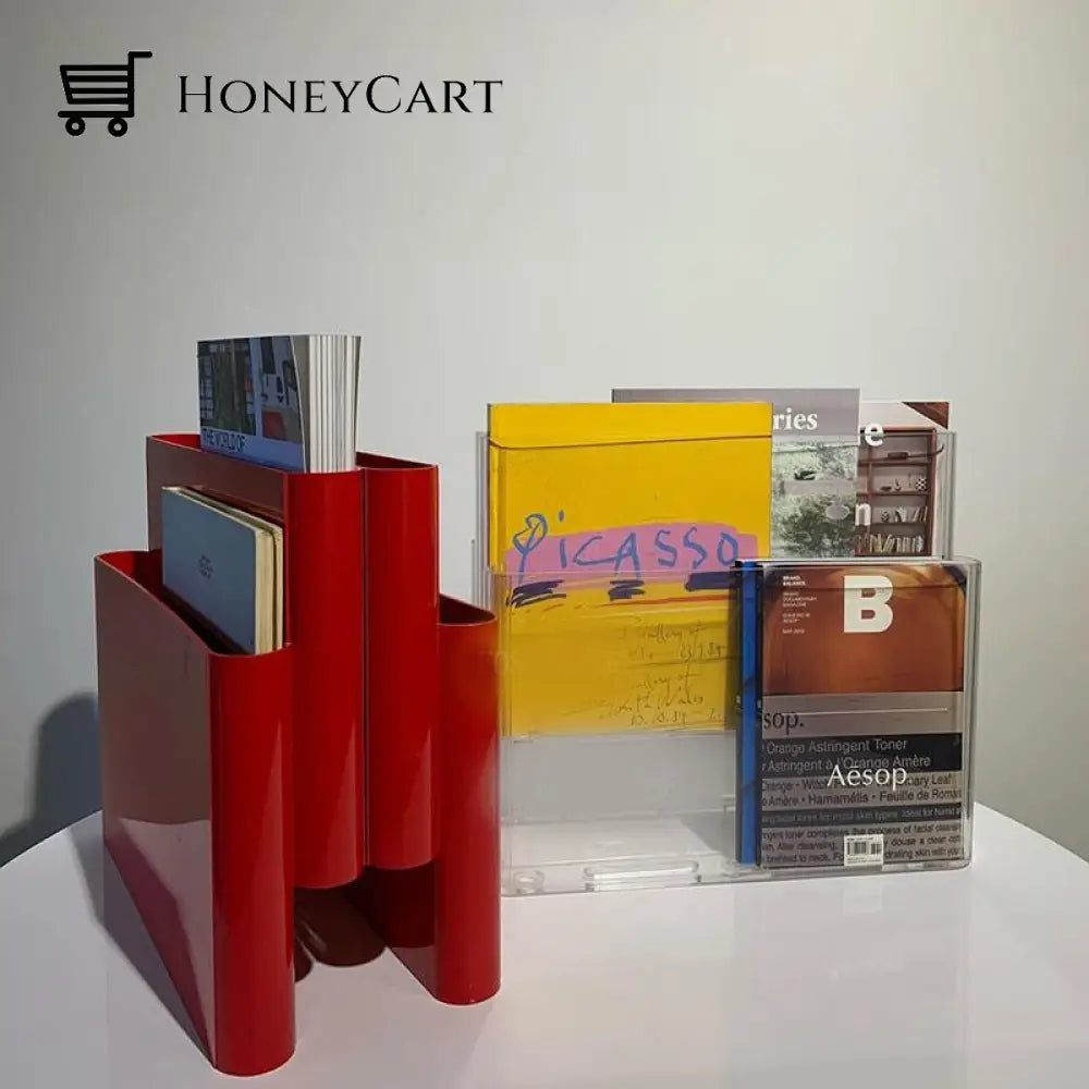 Nordic Magazine Storage Floor Rack Red & Organization