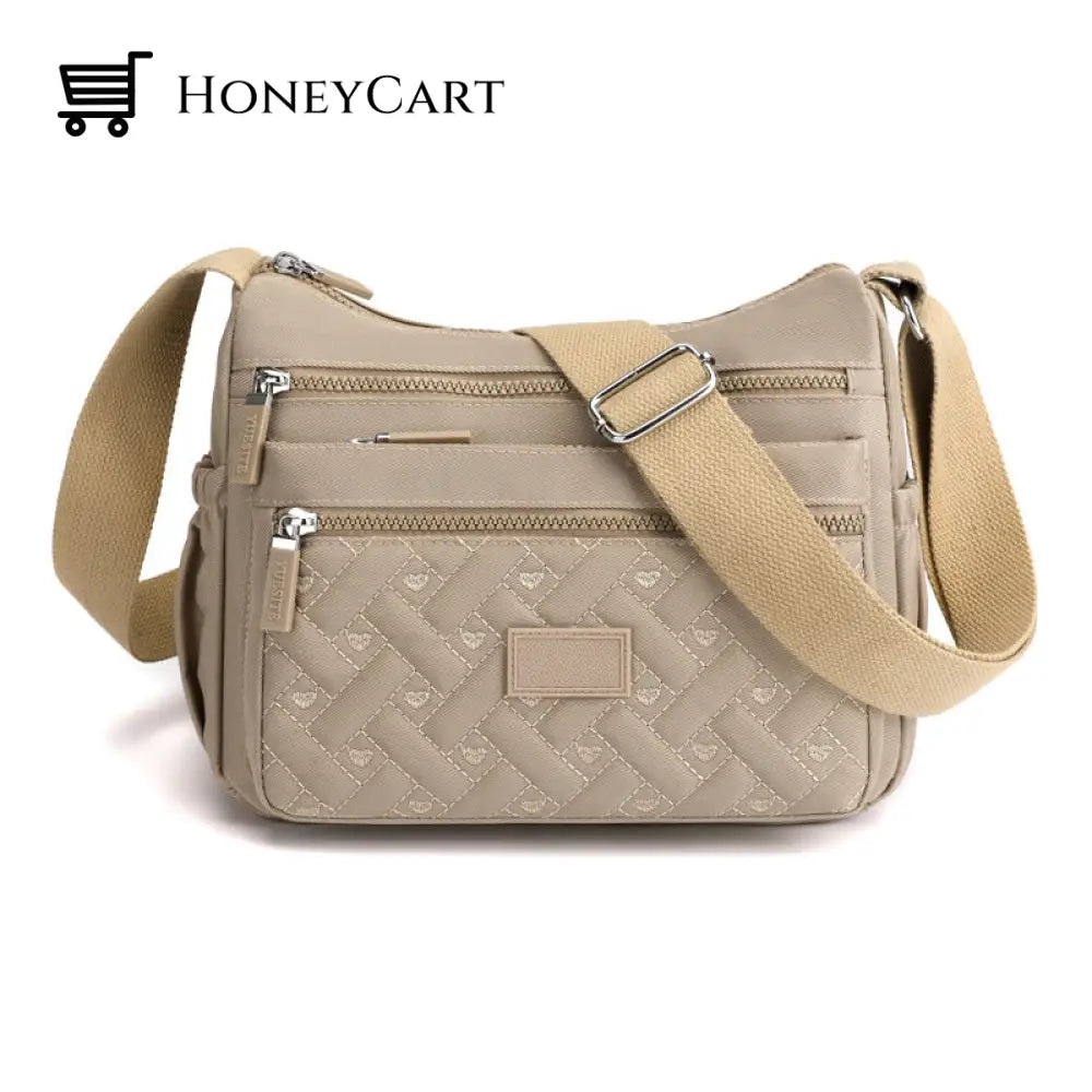 Nylon Shoulder Messenger Bag Khaki