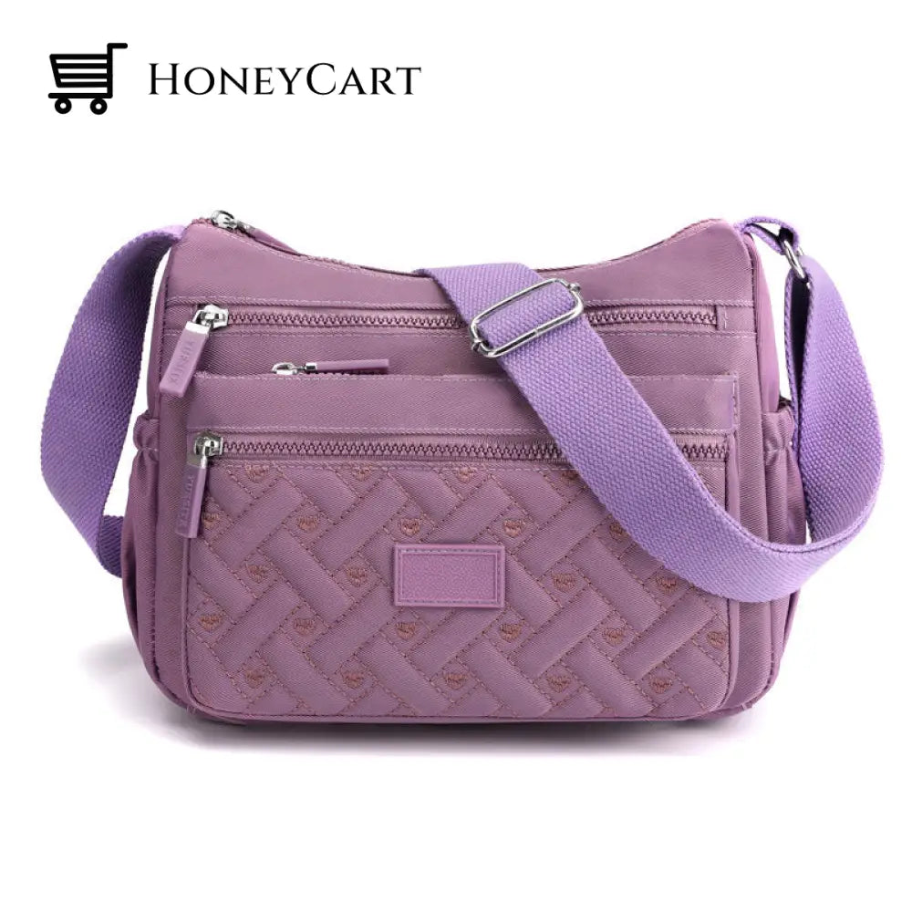 Nylon Shoulder Messenger Bag Purple