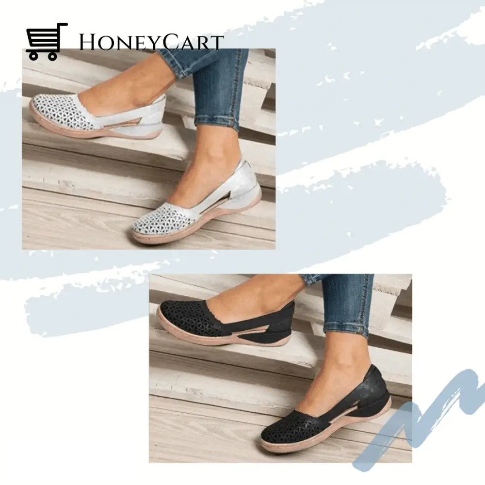 Ocw Women Wedges Orthopedic Hollow Out Pu Summer Vintage Sandals Shoes &