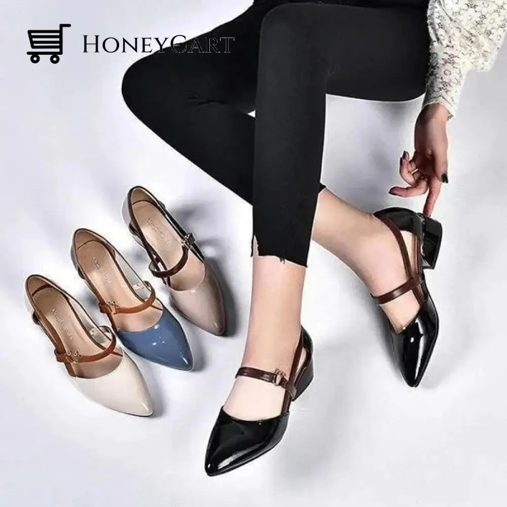 One Word Buckle Fashion Leather Shoes Tool