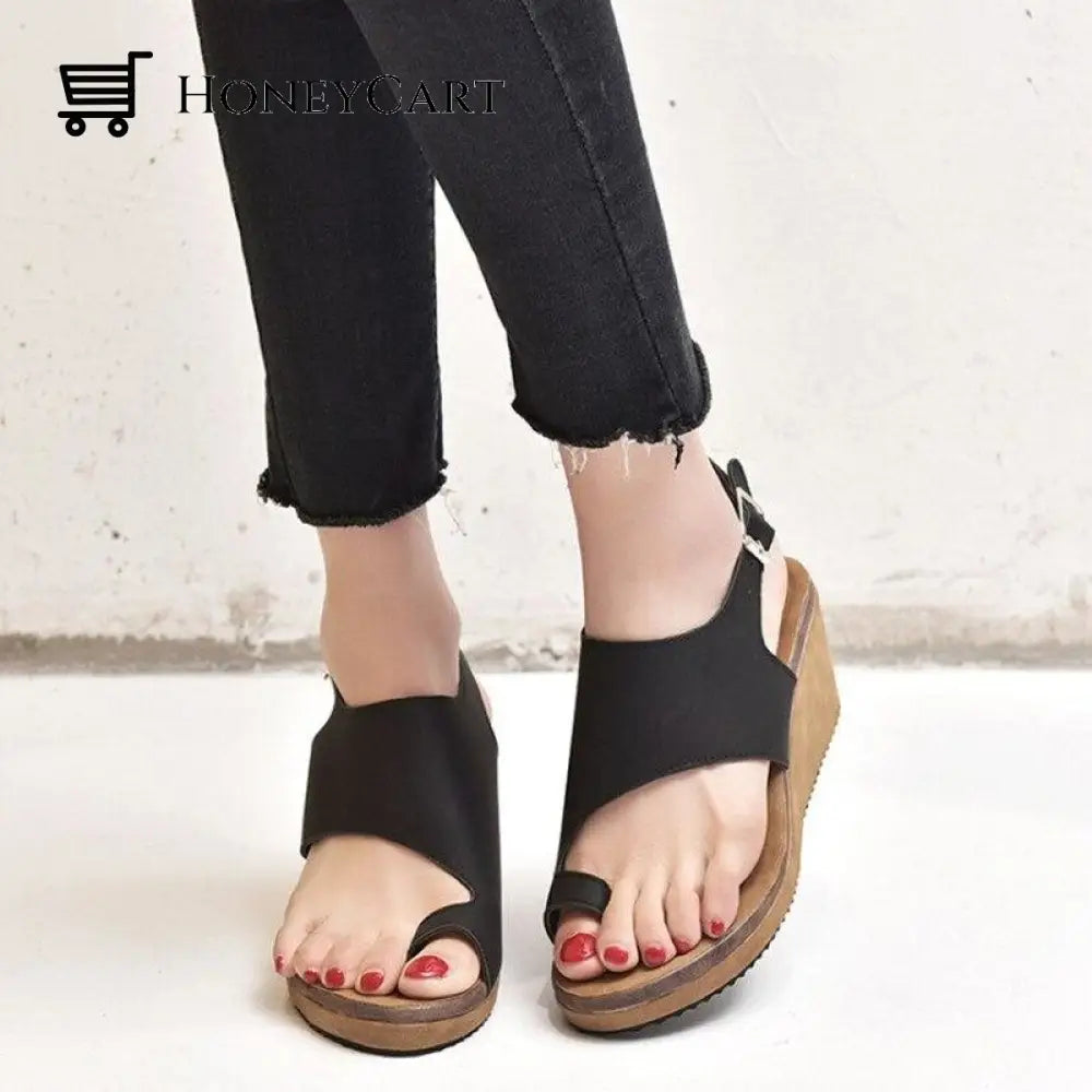 Orthopedic Bunion Corrector Woman Gladiator Sandals Black / 5 Shoes